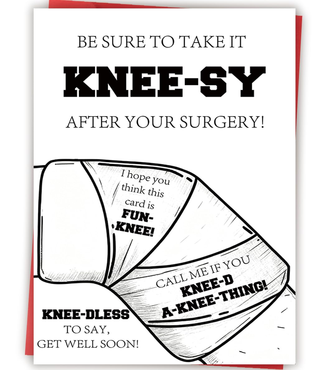 Funny Get Well Soon Knee Card, Humor Speedy Surgery Recovery Gifts for Women Men, After Knee Surgery Card Gift for Him Her
