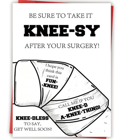Funny Get Well Soon Knee Card, Humor Speedy Surgery Recovery Gifts for Women Men, After Knee Surgery Card Gift for Him Her