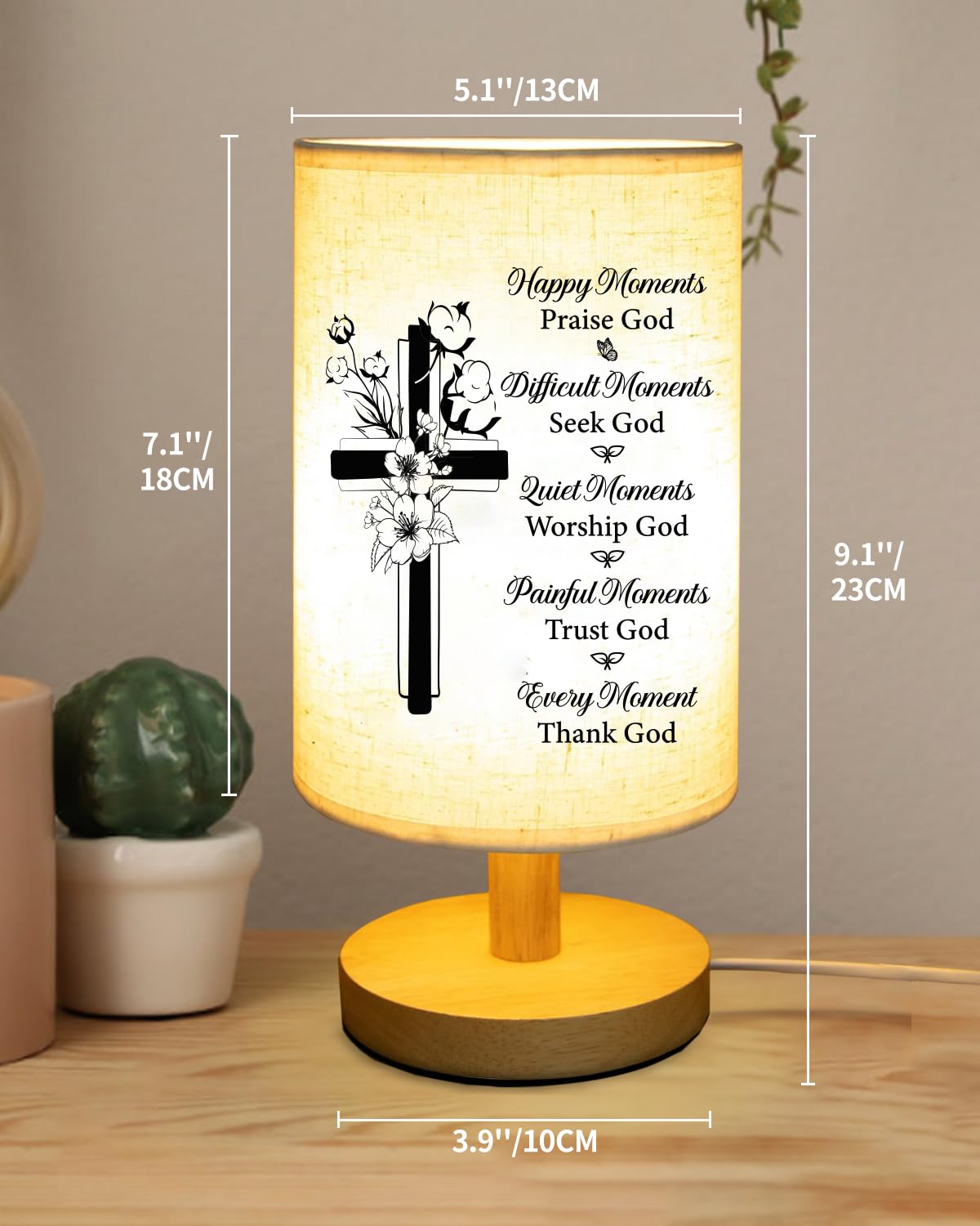 Christian Gifts for Women Faith, Inspirational Fabric Table Lamp, Graduation Birthday Religious Gift for Women, Sister, Friends, Bedside Table Lamp Christian Mothers Day Gifts