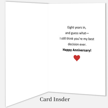 Funny 8th Anniversary Card,8 Year Wedding Anniversary Card Gifts for Him Her Husband Wife Couples,Bronze Anniversary Cards Gifts for Women Men