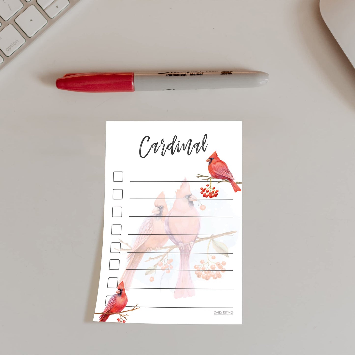 Red Cardinal Sticky Notes to Do List | Cardinal Themed Gift for Women | Bird Watcher Lover Birthday Cardinals Gifts | Notepad 4x6 50 Pages Made in USA