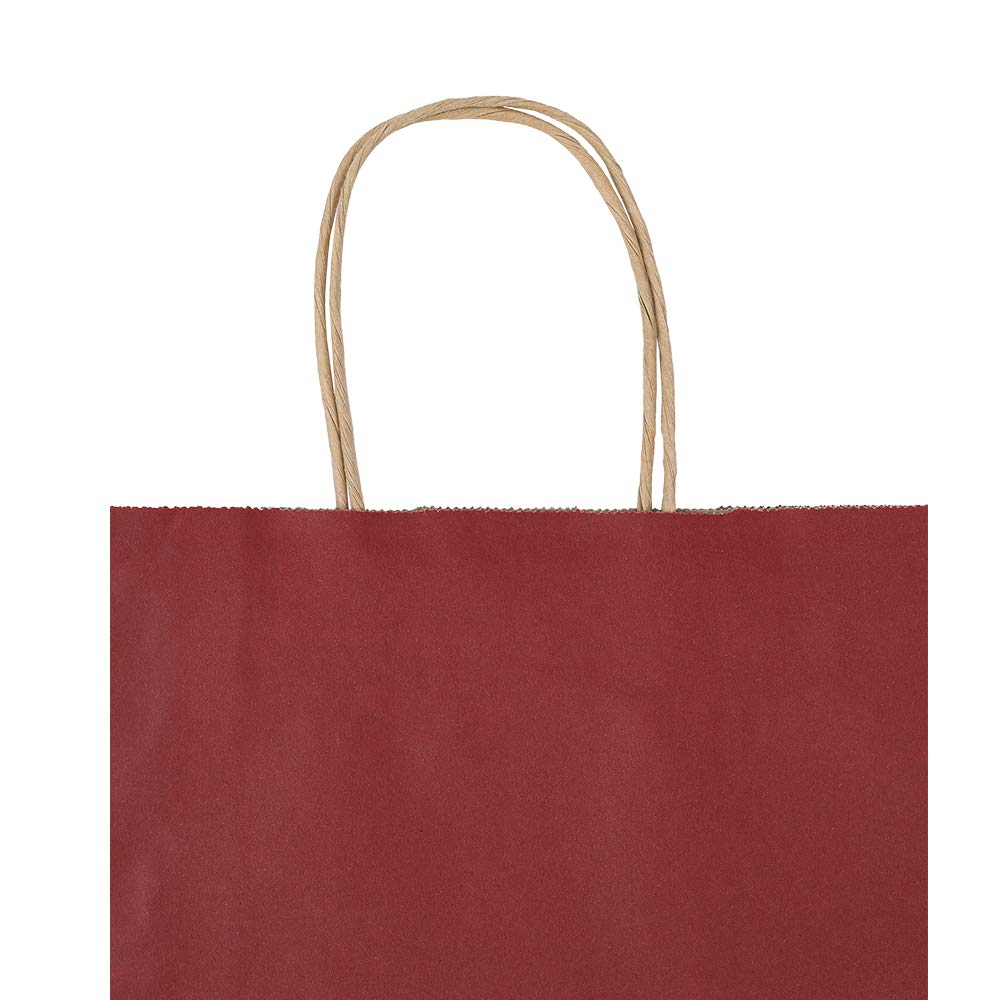 bagmad 100 Pack 8x4.75x10 Inch Medium Red Gift Paper Bags with Handles Bulk, Kraft Bags, Craft Grocery Shopping Retail Party Favors Wedding Business Sacks (Red, 100pcs)