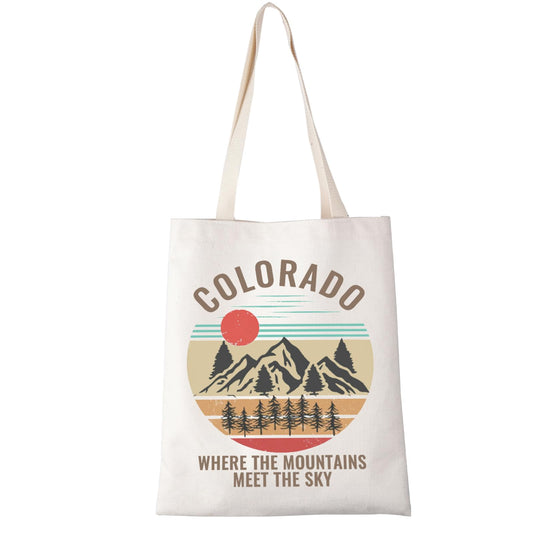 XYANFA Colorado Tote Bag Colorado Mountain Journey Souvenirs Gift Colorado Where The Mountains Meet Sky Reusable Shopping Bag