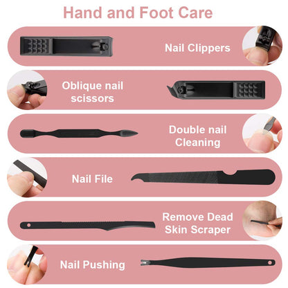 OKOM Professional Nail Clippers Set - 10 PCS Stainless Steel Nail Kit with Travel Case, Tweezers Manicure Set Gift for Men Women, Fathers Day Gift