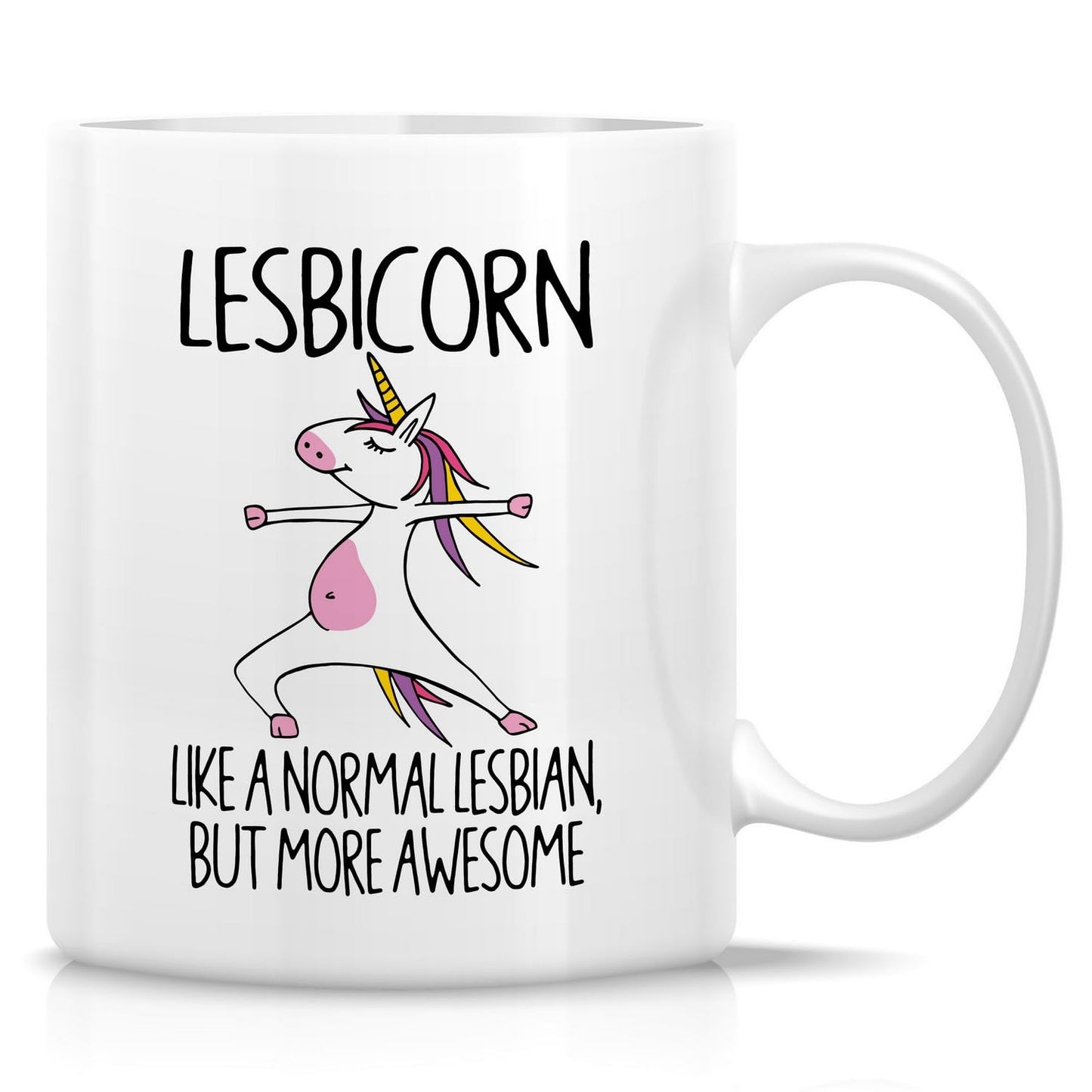 Retreez Funny Lesbian Mug Gift Awesome Lesbicorn Unicorn LGBT LGBTQ Equality Pride 11 Oz Ceramic Coffee Mugs - Sarcastic Motivational Inspirational birthday gifts for bestie her friend coworker sister