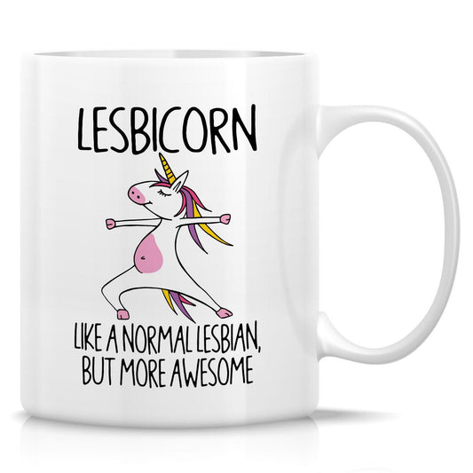 Retreez Funny Lesbian Mug Gift Awesome Lesbicorn Unicorn LGBT LGBTQ Equality Pride 11 Oz Ceramic Coffee Mugs - Sarcastic Motivational Inspirational birthday gifts for bestie her friend coworker sister