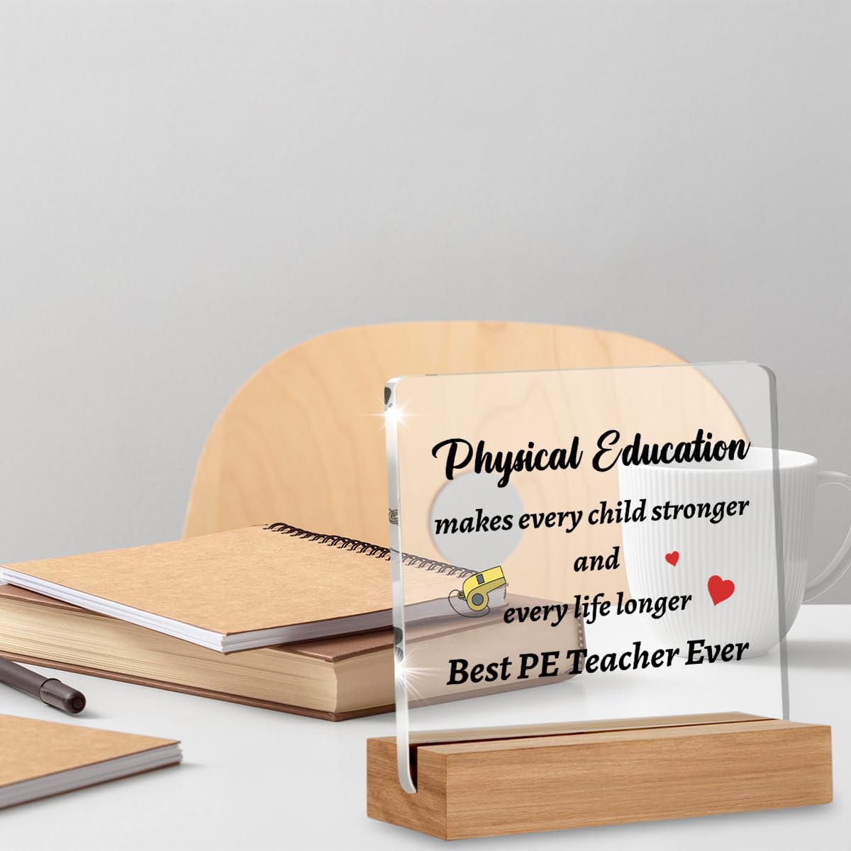 Pe Teacher Appreciation Gifts for Women Men, Gym Teacher Gifts, Thank You Gift for Teachers Home Office Desk Decor Signs Plaques 4 x 4 Inches