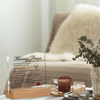 Wedding Gifts for Newlyweds, Bridal Shower Gift, Engagement Gifts for Couples, Marriage Prayer Home Decorative Signs Plaque for Desk