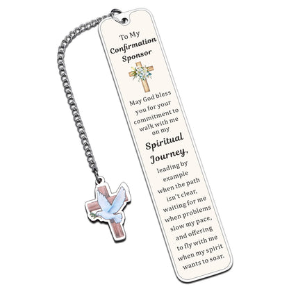 Confirmation Sponsor Gifts for Women Men, Christian Catholic Confirmation Sponsor Gifts Bookmark, Thank You Bookmark Gift for Sponsors Godfather Godmother, Sponsors Appreciation Gift from Candidate
