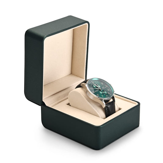 Green Premium PU Leather Watch Gift Box Single Watch Storage Case with Removable Pillow Wristwatch Box(Green)