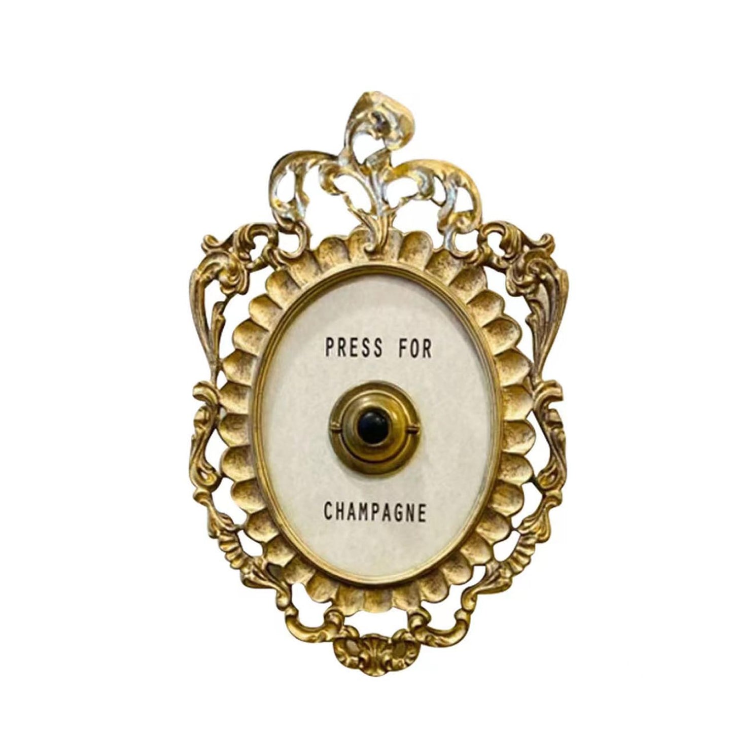 Press for Champagne Button - Door Ring Bell - Champagne Themed Decor, Wall Plaque Ornament Gift for Party, Christmas, Home, Bedroom, Hotel