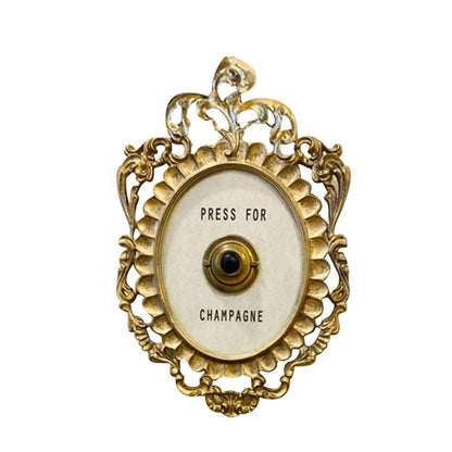 Press for Champagne Button - Door Ring Bell - Champagne Themed Decor, Wall Plaque Ornament Gift for Party, Christmas, Home, Bedroom, Hotel