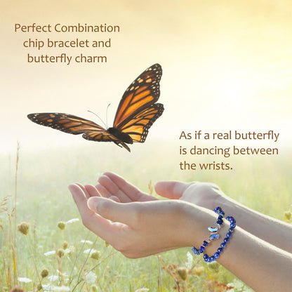 DUQGUHO 2Pcs Butterfly Bracelets for Women Healing Crystals Bracelets for Women Natural Gemstone Bead Bracelet Cute Butterfly Charm Bracelet Stretch 8mm Crystal Jewelry Gifts for Women
