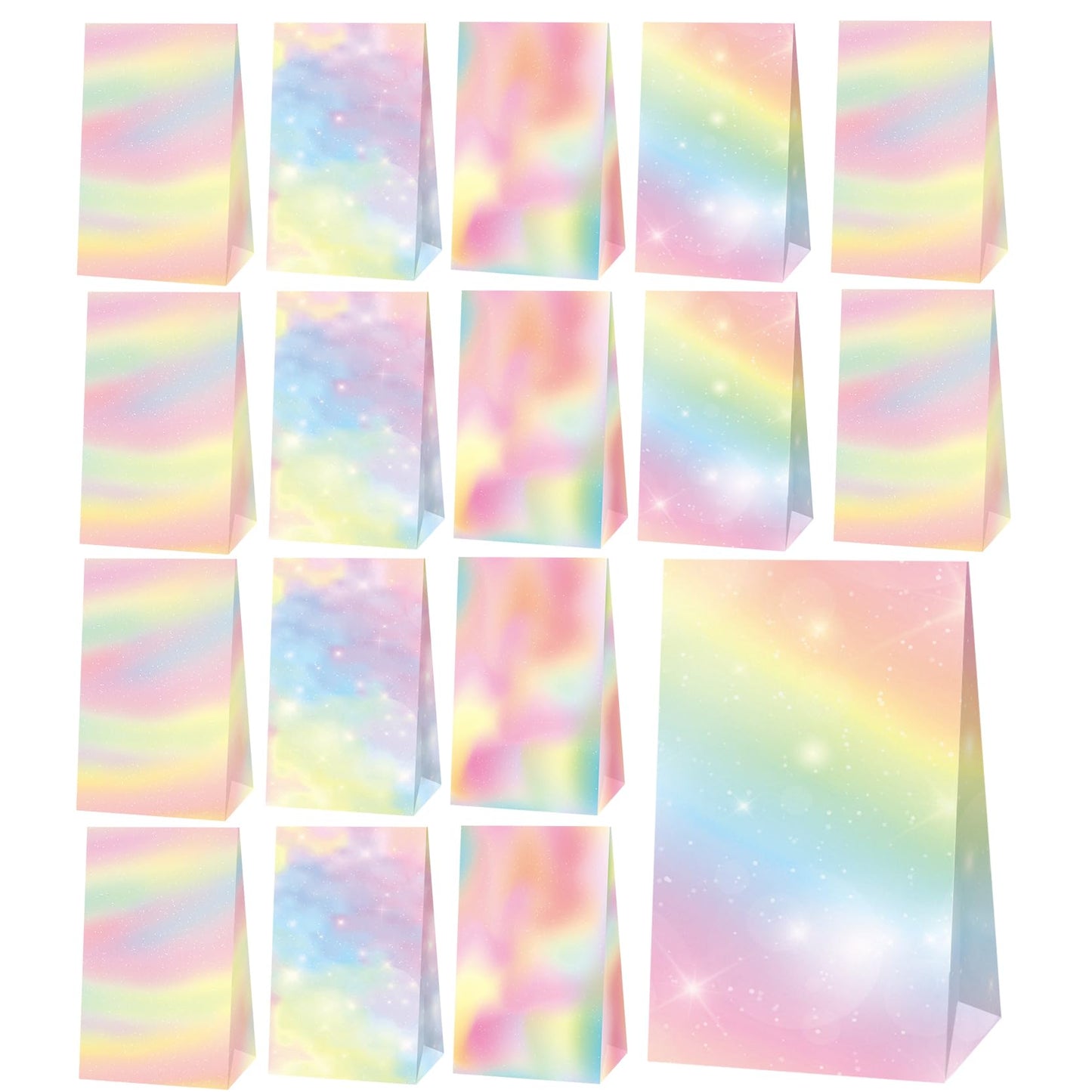 24 Pcs Pastel Rainbow Goodie Bags with Stickers, Coloful Party Favor Bags Rainbow Party Favor Bag Pastel Gift Bag for Rainbow Birthday Wedding Decor