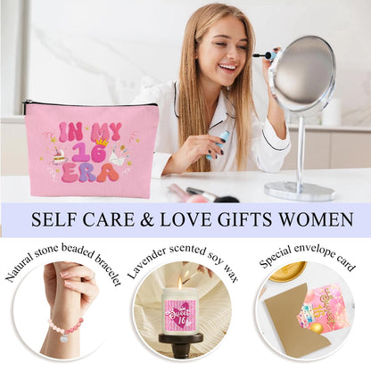 Sweet 16 Gifts for Girls, 16th Birthday Gifts for Girls, Teen Daughter Sister Bestie Granddaughter Niece Sweet 16 Party Decorations Gift Basket Set from Mom and Dad