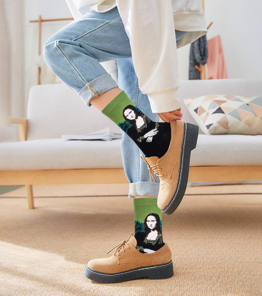 Chalier 5 Pairs Womens Fun Famous Painting Patterned Art Socks Cotton Printed Cool Novelty Funny Socks for Women