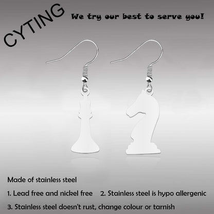 CYTING Chess Game Lover Gift Chess Stainless Steel Earrings Board Game Gift Chess Player Inspired jewelry
