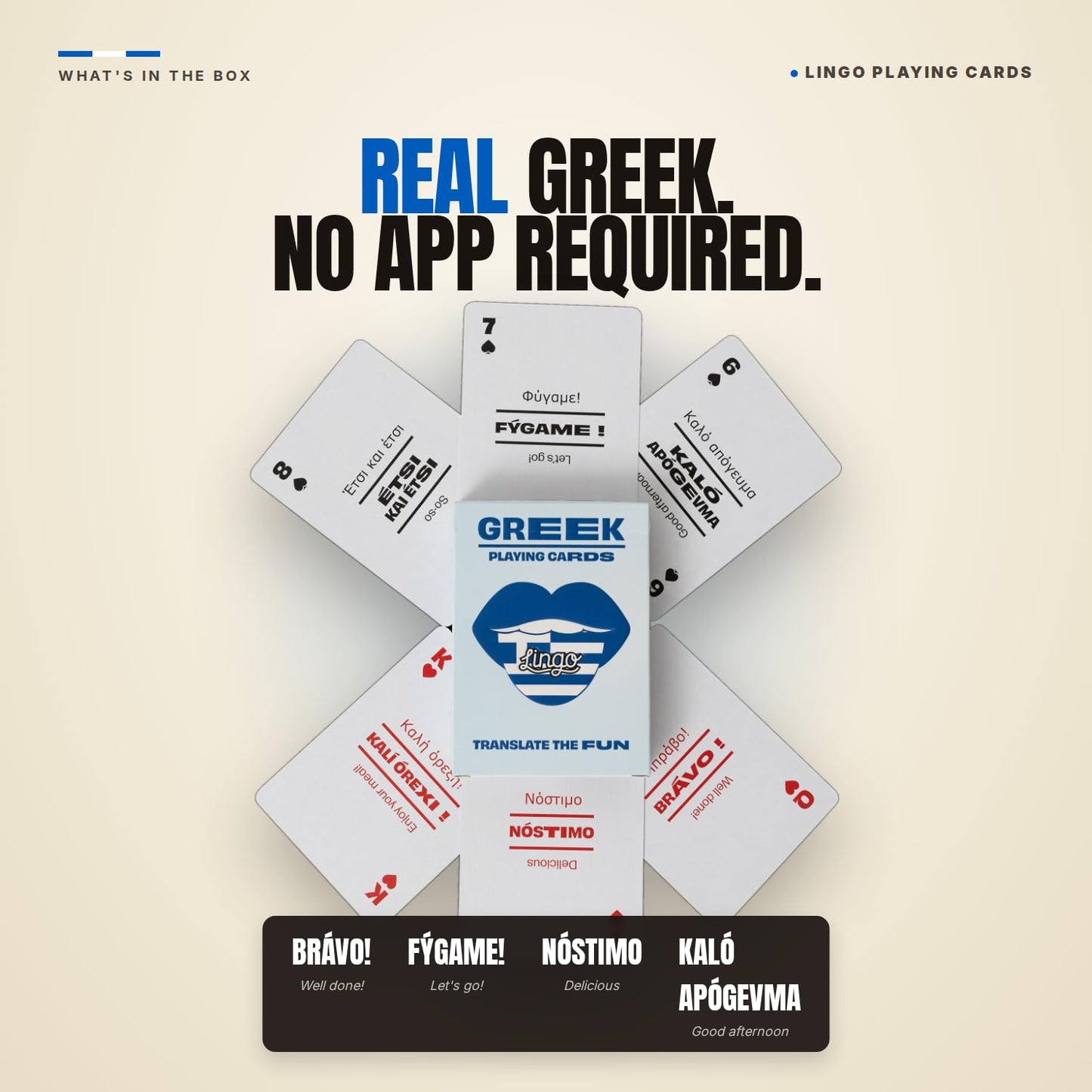 Greek Lingo Playing Cards | Travel Flashcards | Learn Greek Vocabulary in A Fun & Easy Way | 52 Essential Translations