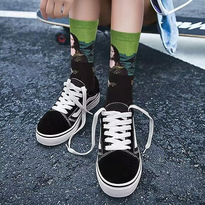Chalier 5 Pairs Womens Fun Famous Painting Patterned Art Socks Cotton Printed Cool Novelty Funny Socks for Women