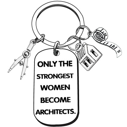 Architecture Gifts for Women: Thank You Keychains for Future Female Architect Students & Engineers - Inspirational Graduation & Retirement Key Ring Presents