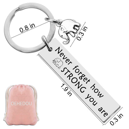 OEHEDOU Elephant Gifts For Women Strong Woman Small Gift For Woman Elephant Keychain Best Inspirational Gifts For Women Uplifting Gift For Friend Family Animal Lovers You Are Strong
