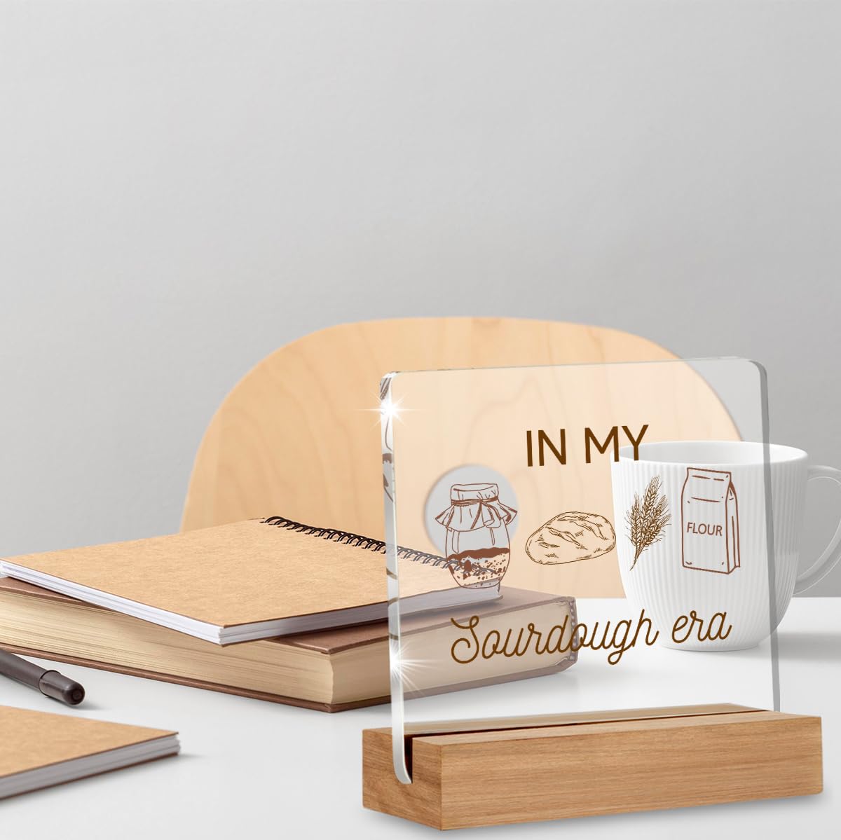Funny Sourdough Gifts for Baking Lovers, Baking Gifts for Bread Bakers Mom Friend Coworker, In My Sourdough Era Acrylic Plaque Desk Signs Decor 4 × 4 Inches