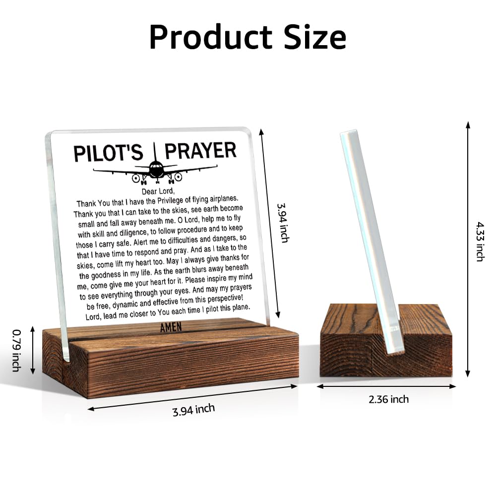 TOUNER Pilot's Prayer Acrylic Desk Plaque for Women Men Pilots Airman, Air Traffic Control Prayer Plaque, Airplane Future Pilots Gifts for Daughter Son Sister Brother BFF Aviation Lovers