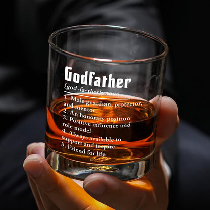 Wrappiness Godfather Gifts for Men 11Oz Whiskey Glass, Godfather Proposal Gifts for Uncle, Brother, Baptism Birthday Fathers Day Cup from Godchild Goddaughter Godson Old Fashioned Bourbon Glass