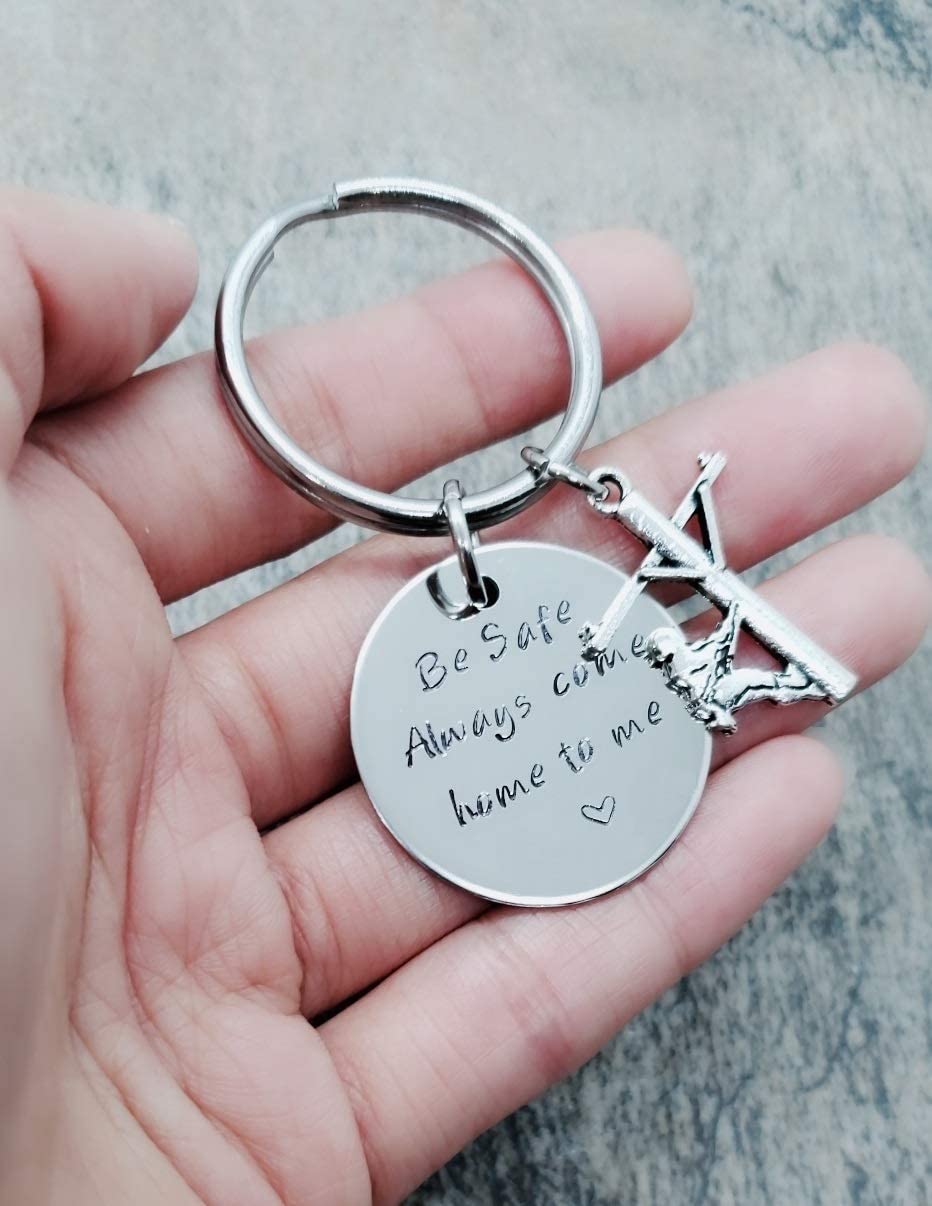 Handmade Lineman Be Safe Keychain with Lineman Charm, Always Come Home to Me Keychain, Lineworker Be Safe Gift, Come Home Safe Lineman Gift