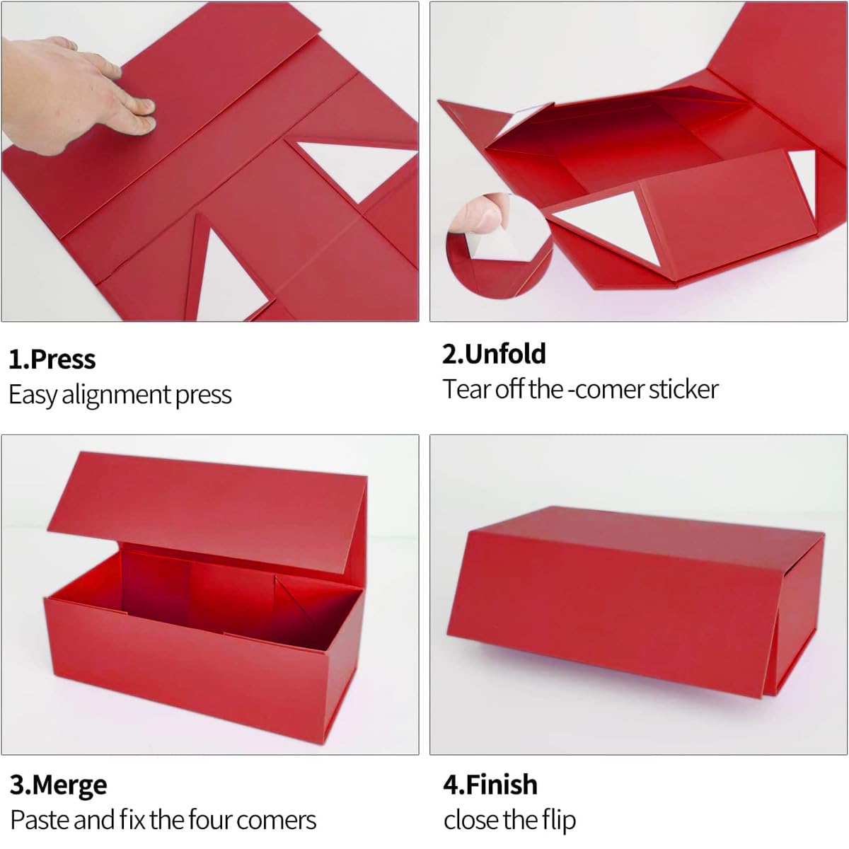 ROSTELACK Gift Box 10" x 6" x 3" with Magnetic Closure Lid Gift Boxe for Presents,Bridesmaid Gifts Boxes,Cute Box,Birthday Box,Luxury for Gift Packaging, Magnetic Gift Boxe for Wrapping Gifts(Red)