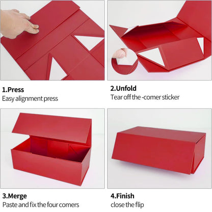 ROSTELACK Gift Box 10" x 6" x 3" with Magnetic Closure Lid Gift Boxe for Presents,Bridesmaid Gifts Boxes,Cute Box,Birthday Box,Luxury for Gift Packaging, Magnetic Gift Boxe for Wrapping Gifts(Red)