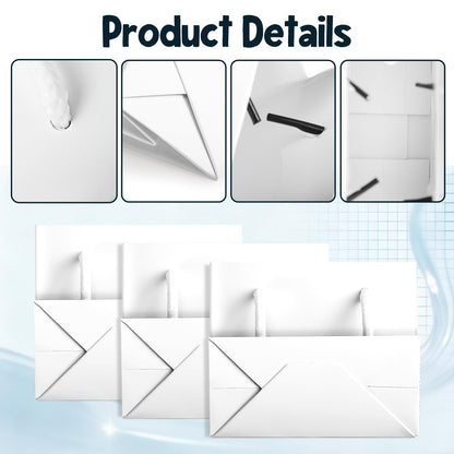 Jeffbaubl 24 Pcs Extra Small Gift Bags, 3.9 x 4.7 x 2.4 Inch Mini Gift Card Bag, Small Gift Bag with Handles, White Paper Bags for Wedding Birthday Baby Shower Party Favors (White)
