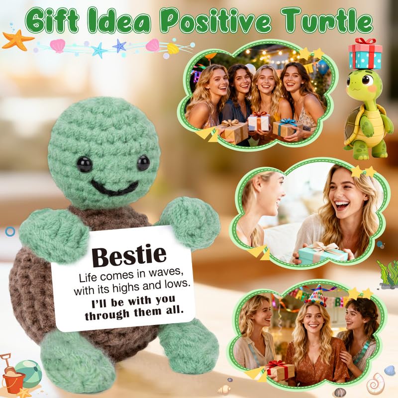 Xinezaa Friend Birthday Gifts for Bestie, Crochet Turtle, Friendship Long Distance Mothers Day Graduation Gifts for Women Girls Her Bestie Best Friend BFF Work Besties