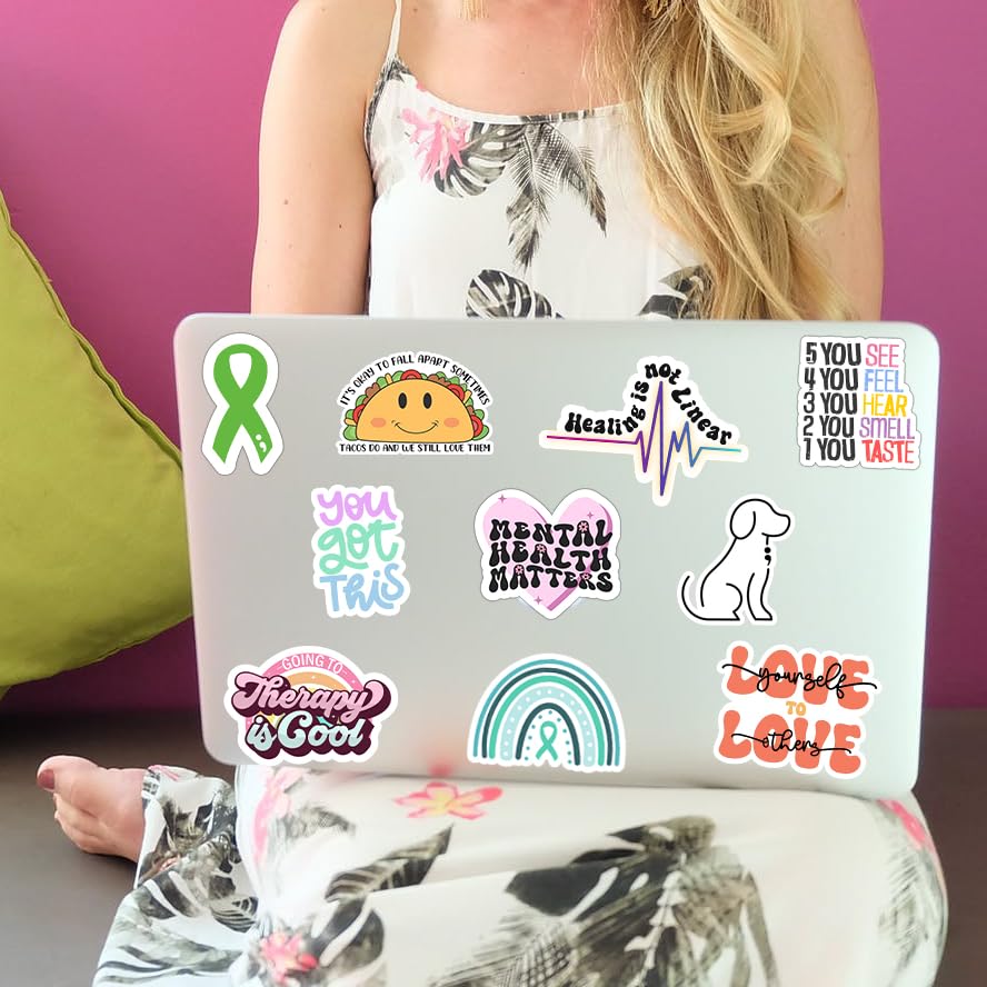 150 PCS Mental Health Matters by Puraesla - Stickers Pack for Journals, Laptops, Water Bottles, Therapist Office Decor, Counselor Office Must Haves, Positive Quote Decals for Mental Health Awareness