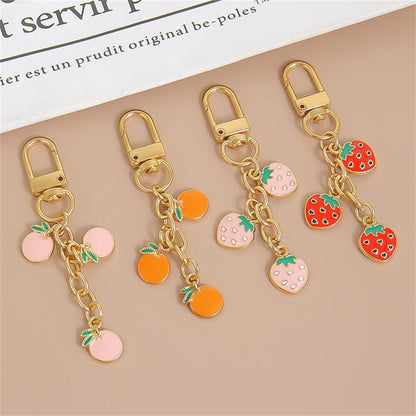 Fuqimanman2020 Cute Fruit Enamel Keychain for Women Fruit Charms Tassel Chain Keyring Purse Bag Decor
