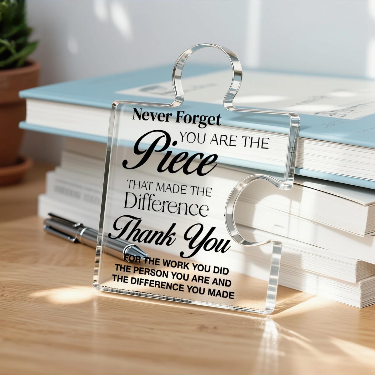 Thank You Appreciation Gifts for Coworkers, Retirement Goodbye Gift for Coworkers Colleagues Employees, Never Forget You Are the Piece That Made the Difference Acrylic Puzzle Piece Plaque Office Decor