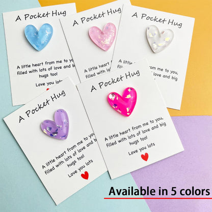 SCORYULE 5 Sets Pocket Hug Heart with Greeting Cards, Gift for Valentines Day, Long Distance Relationship, Keepsake Exchange Relationship Cards for Colleagues, Family