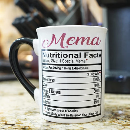 Cottage Creek Mema Mug, 16 oz Black and White Gift Boxed Ceramic Grandma Coffee Cup, Cute Tea Mug and Coffee Mugs for Grandma and Nana, Fun Baby Shower Gifts for Grandparents
