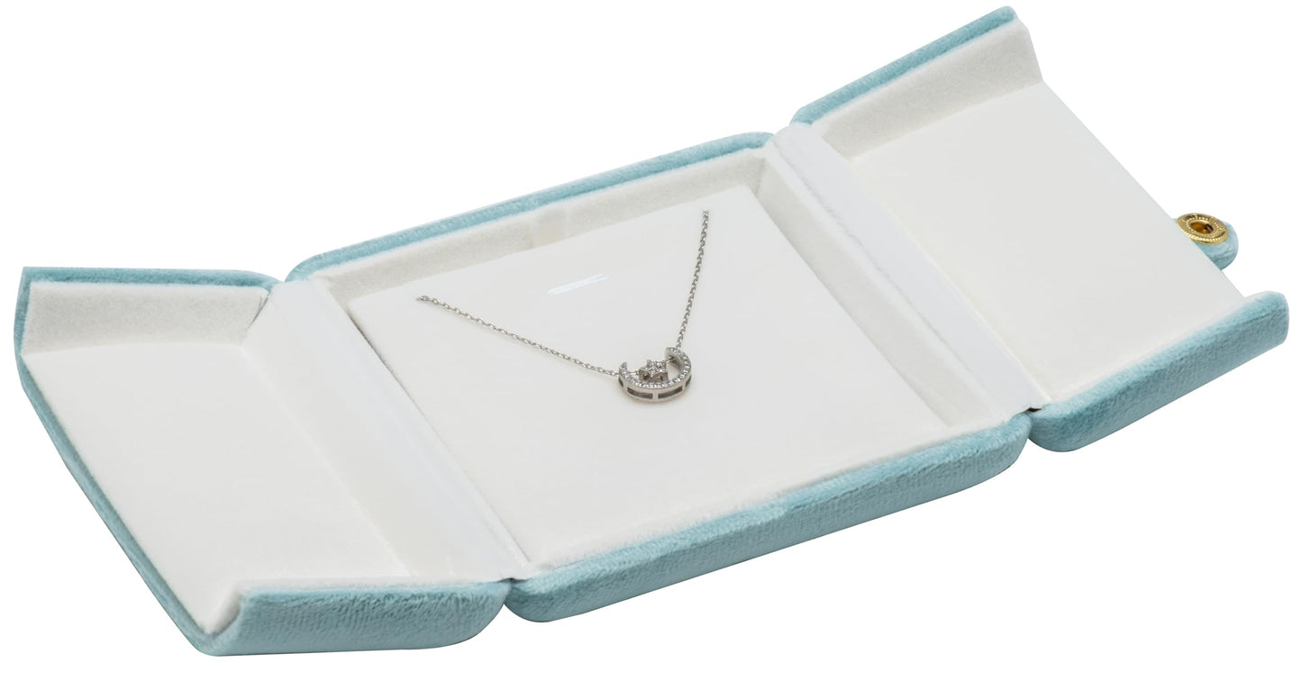 Velvet Necklace Pendant Gift Box Jewelry Display Storage Case (Sage Green)