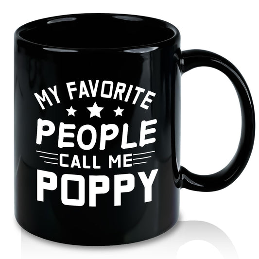 Grandpa Gifts, My Favorite People Call Me Poppy Coffee Mug, Fathers Day Birthday Christmas Gift for Grandpa Dad Grandfather Men Him from Grandkids, 11Oz