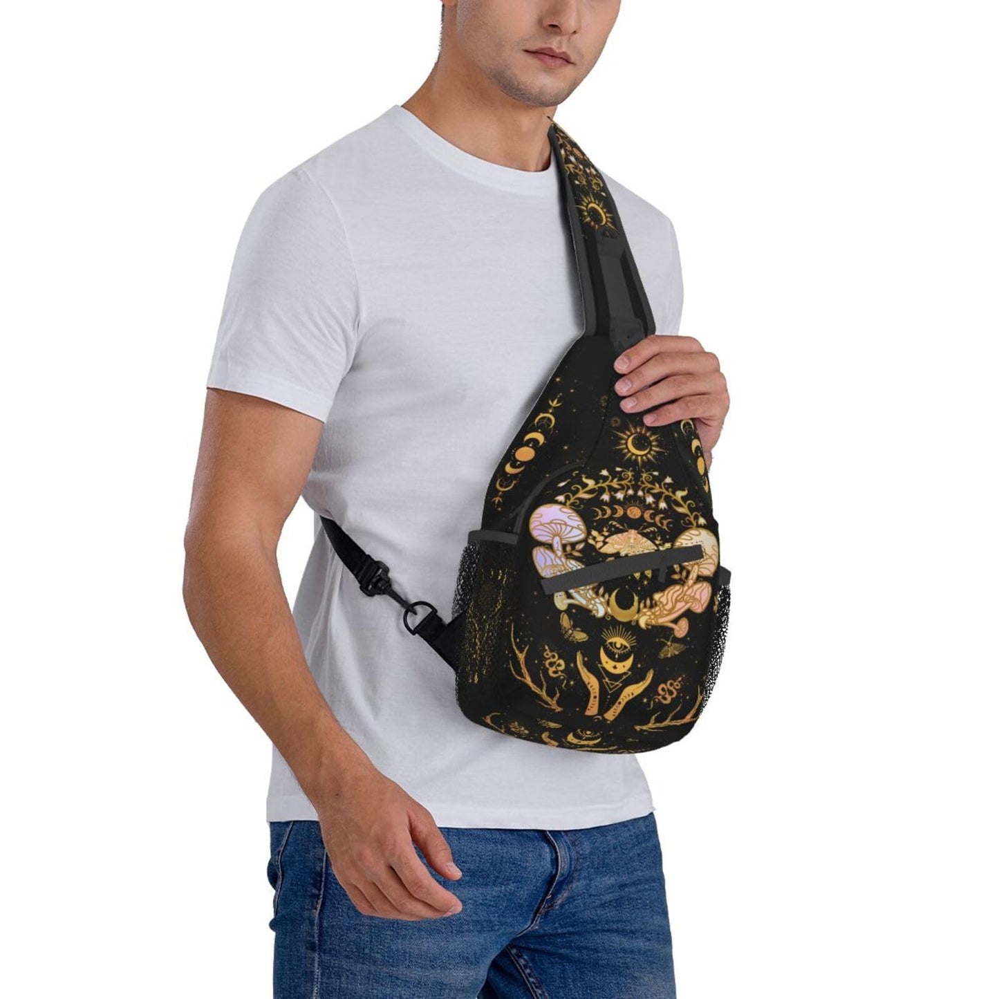 Moth Moon Crossbody Bags, Witchy Travel Crossbody Bags for Women, Sun Moon Sling Bag Hippie Mushroom Gothic Witch Gifts