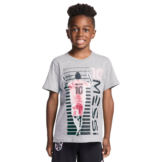 Messi Boys' Lifestyle Short Sleeve T-Shirt, Slim-fit Graphic Tee, Cotton Blend Fabric