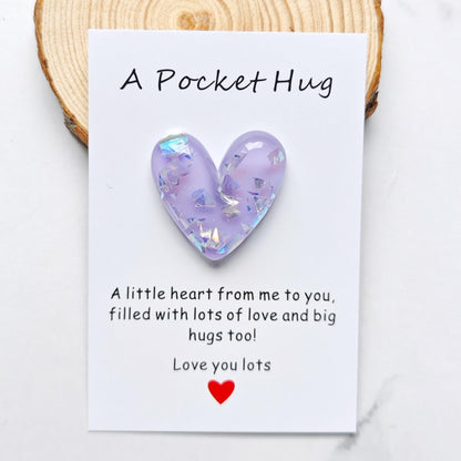 YOJO Pocket Hug Heart with Greeting Cards, Long Distance Relationship Gifts, Gifts for Boyfriend Girlfriend, I Love You Gift for Him Her (Purple)