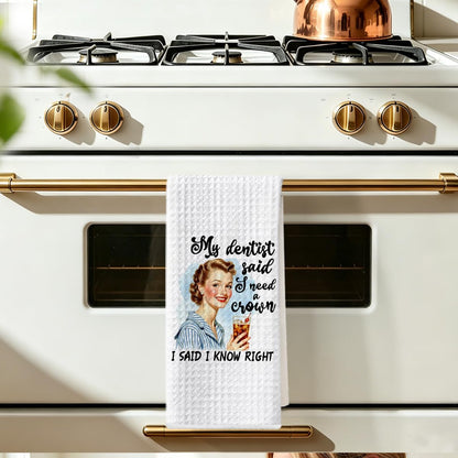 Hanamiya Na Funny Kitchen Towels, Hostess Gifts for Women, Reusable Tea Towels for Kitchen Home Farmhouse Decor, Funny Waffle Weave Dish Drying Towel, Ladies Gifts for Women Friend Mom, 24x14 Inch