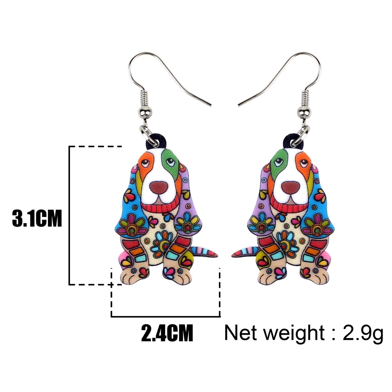 DOWAY Acrylic Dog Earrings Dangle Drop Fashion Pet Jewelry for Women Charm Gift