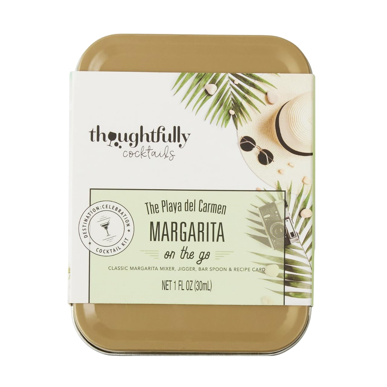 Thoughtfully Cocktails, Cocktail Kit Travel Tin Gift Set, Includes Classic Margarita Cocktail Mixer, Jigger, Bar Spoon and Recipe Card (Contains NO Alcohol)