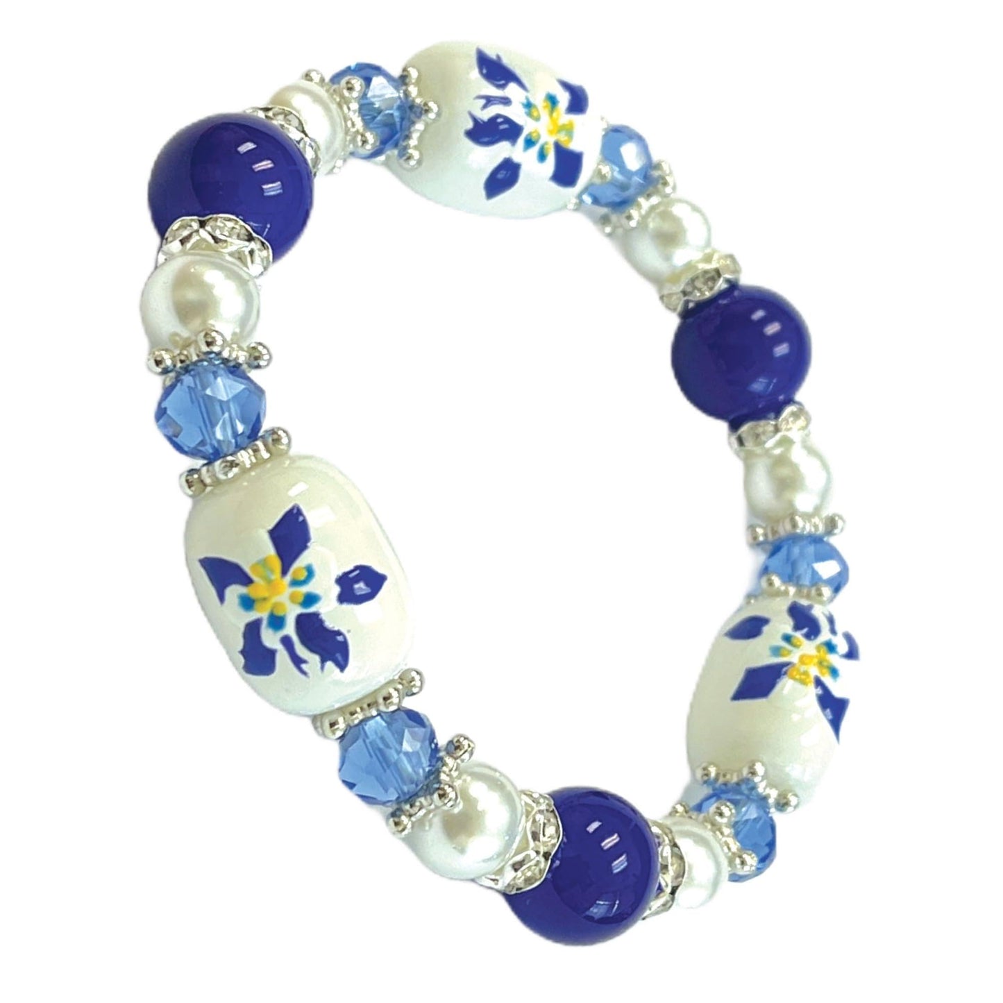 Fiona State Flower Beaded Bracelet - Botanical Jewelry Gift for Woman