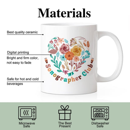RZHV Sonographer Club 11 Oz Novelty Mug, Funny Coffee Mug for Sonographer, Graduation Gifts for Sonographer Radiologist Student, Ultrasound Staff Ultrasound Tech Appreciation Gifts