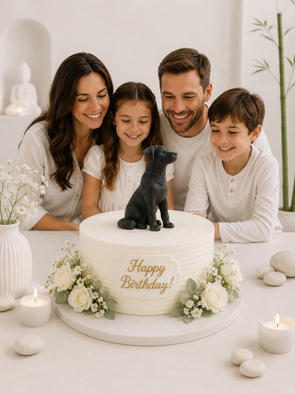 JFSM INC. 3.25" Black Labrador Dog Sitting Up Figurine - Black Lab Gift, Resin Pet Statue, Holiday Stocking Stuffer - Home or Office Desktop Decoration