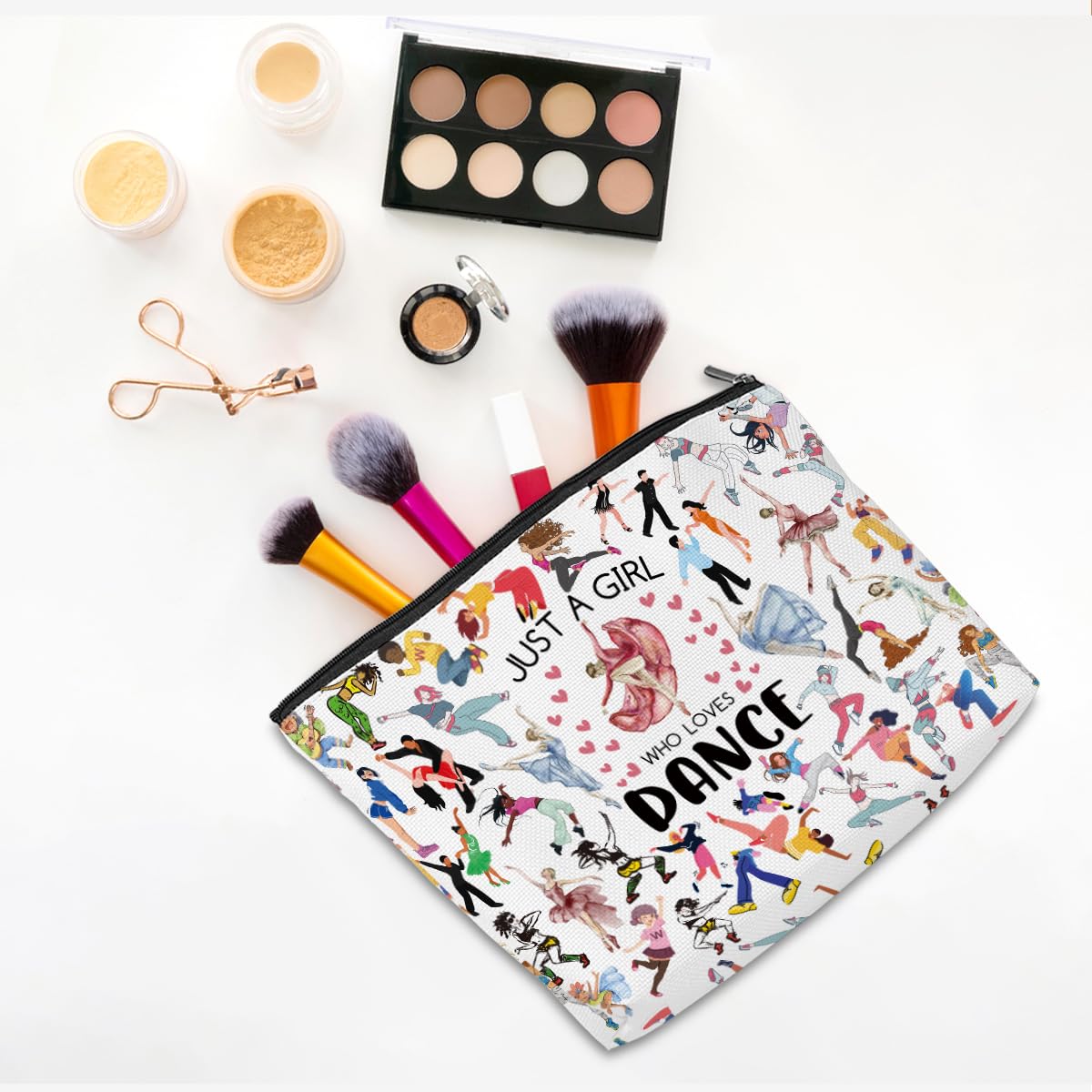 Dance Makeup Bag for Girls Dancer Recital Gift, Thank You Gifts Cosmetic Toiletry Bag with Zipper Pouch Dance Gift for Women, Sister, Lover, Teacher, Friendship, Christmas Secret Santa Gifts